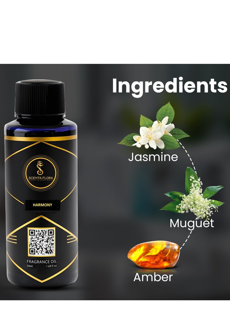 HARMONY - Diffuser Aroma Oil  | A Blend of Jasmine, Floral, and Amber | Ideal for living rooms, bedrooms, or offices | Designed to Enrich Any Space - Aromatherapy (50ml) - pzsku/Z60D61CDCC1DFCB3D7F01Z/45/_/1733736670/b01d6d25-d709-487e-94f2-2e6934d54681