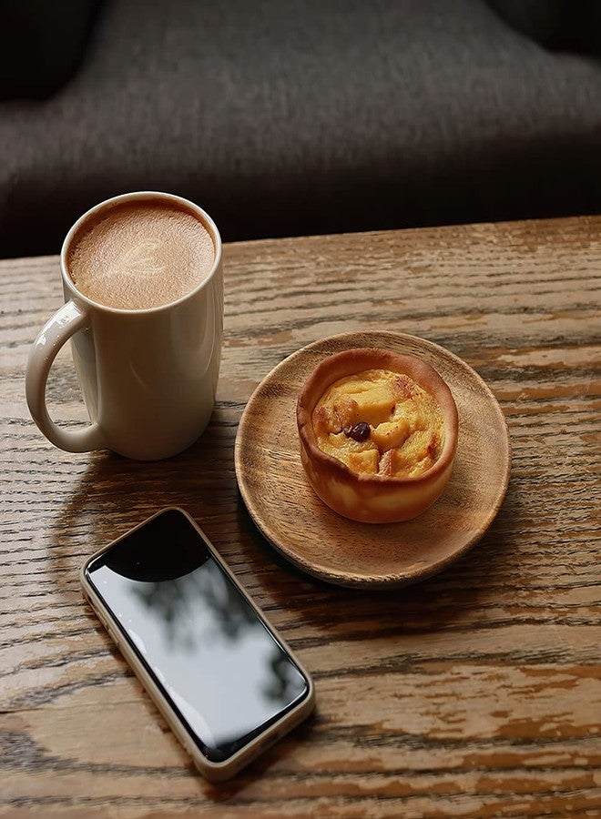 IQCWOOD Wooden Dinner Plates, 6 Inch Round Wood Plates Set of 4, Acacia Wooden Plates Round Tray Easy Cleaning Serving Platter for Food Dessert Salad Plate Fruit Platters - Image 2