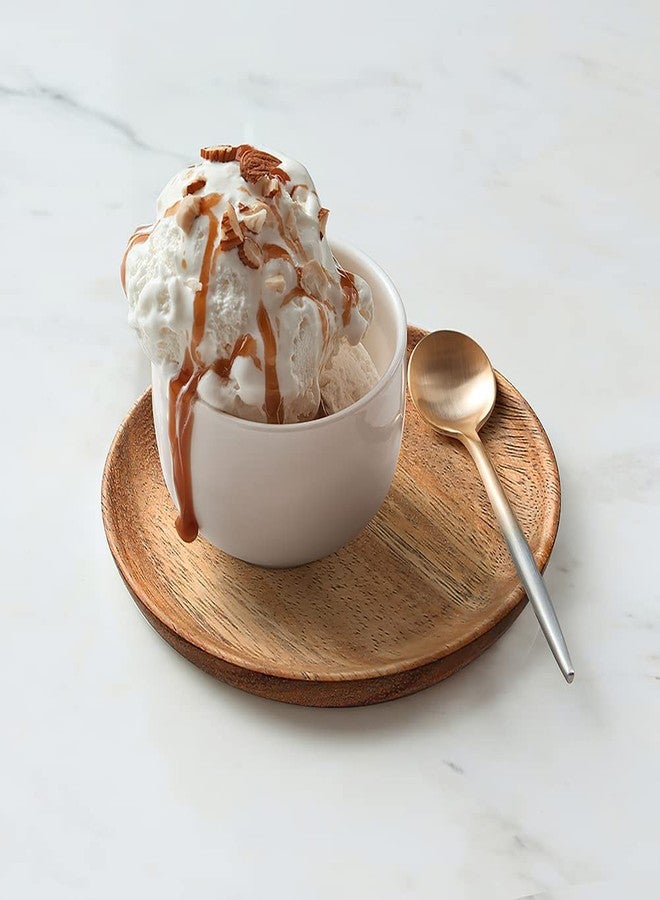 IQCWOOD Wooden Dinner Plates, 6 Inch Round Wood Plates Set of 4, Acacia Wooden Plates Round Tray Easy Cleaning Serving Platter for Food Dessert Salad Plate Fruit Platters - Image 3