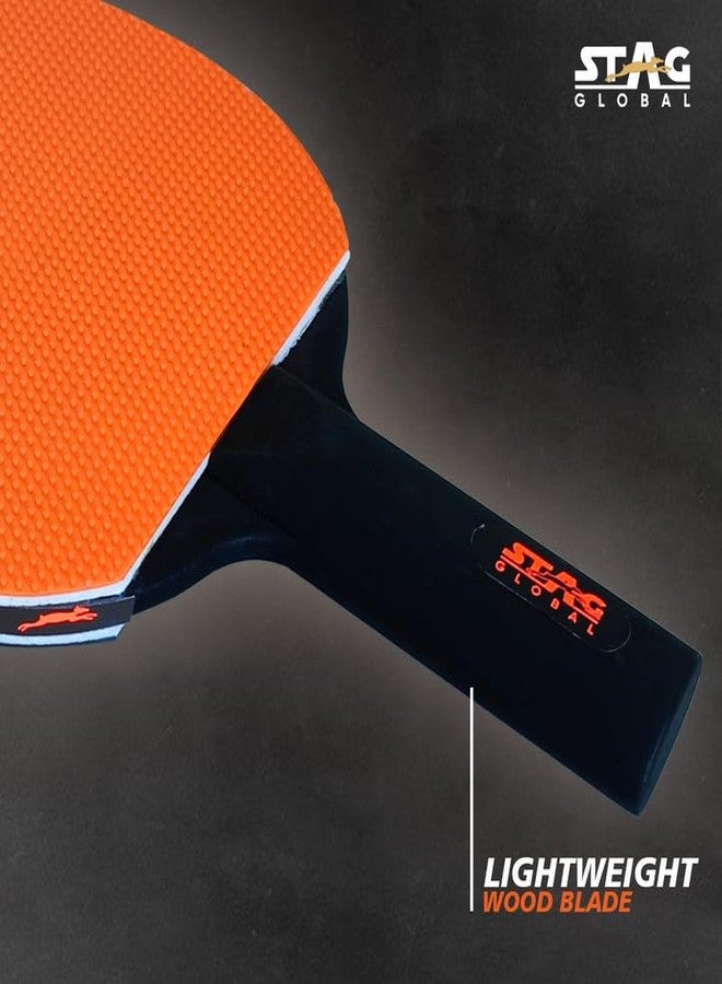 STAG GLOBAL (New Launch) STAG Global Series Table Tennis Racket | Lightweight |FUNPLAY & Beginners | Multi-Color (Series 2 Orange Racket) - Image 3