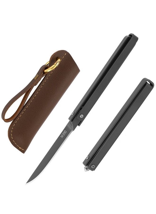 Kelesa - Mechanical folding knife 195mm with leather case, M390 steel material, suitable for outdoor, camping, fishing. - Image 1