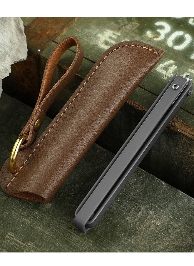 Kelesa - Mechanical folding knife 195mm with leather case, M390 steel material, suitable for outdoor, camping, fishing. - Image 1