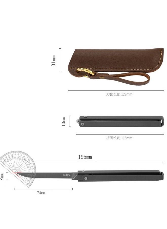 Kelesa - Mechanical folding knife 195mm with leather case, M390 steel material, suitable for outdoor, camping, fishing. - Image 1
