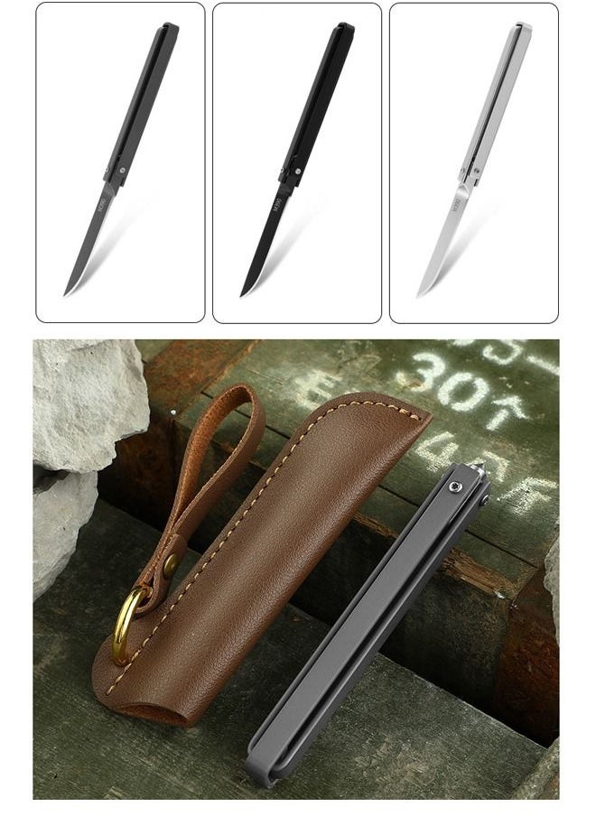 Kelesa - Mechanical folding knife 195mm with leather case, M390 steel material, suitable for outdoor, camping, fishing. - Image 1