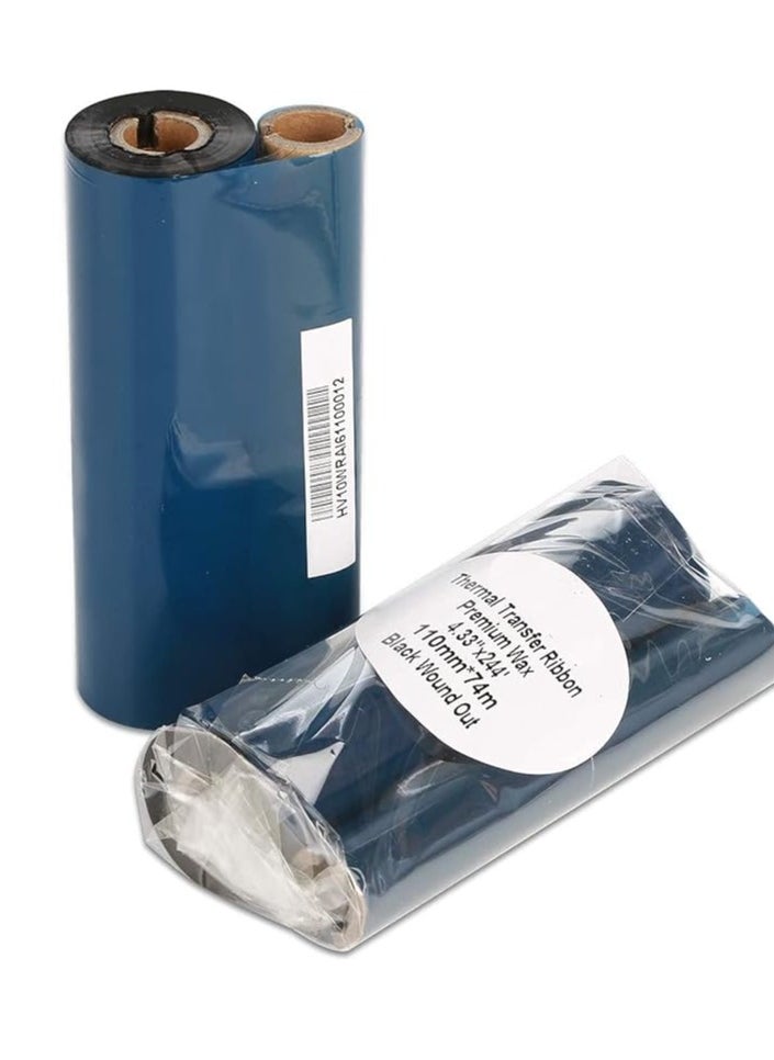 Generic 2-Piece Thermal Transfer Wax Ribbon Black 