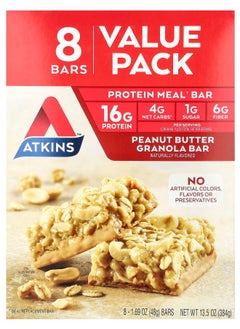Atkins Protein Meal Bar Peanut Butter Granola 8 Bars 1.69 oz (48 g) Each 