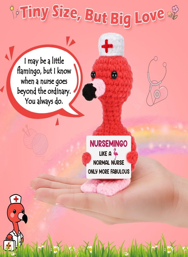 BdayPtion Nurses Appreciation Gifts for Women, Nurses Week Gifts for RN Thank You Gift for Practitioner LPN Nurse Graduation Gift for Nursing School Students Handmade Crochet Flamingo Presents - Image 2