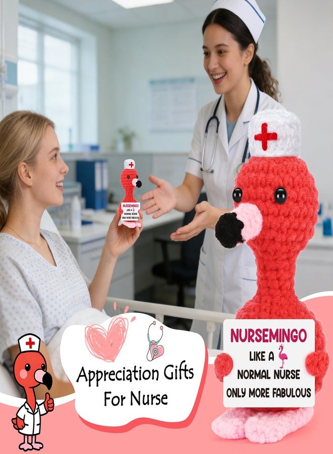 BdayPtion Nurses Appreciation Gifts for Women, Nurses Week Gifts for RN Thank You Gift for Practitioner LPN Nurse Graduation Gift for Nursing School Students Handmade Crochet Flamingo Presents - Image 3