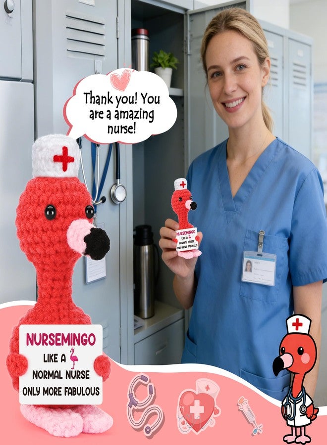 BdayPtion Nurses Appreciation Gifts for Women, Nurses Week Gifts for RN Thank You Gift for Practitioner LPN Nurse Graduation Gift for Nursing School Students Handmade Crochet Flamingo Presents - Image 4