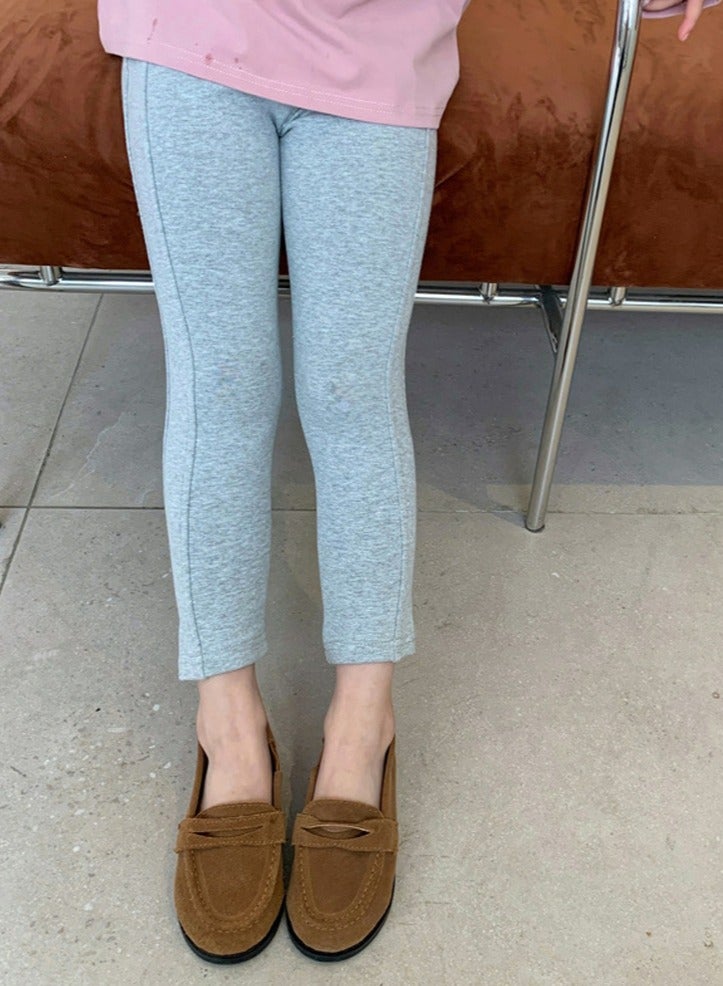 Loquat Girls Solid Color Legging Side Slit Tights Bottom Pants Light Gray  - Image 1