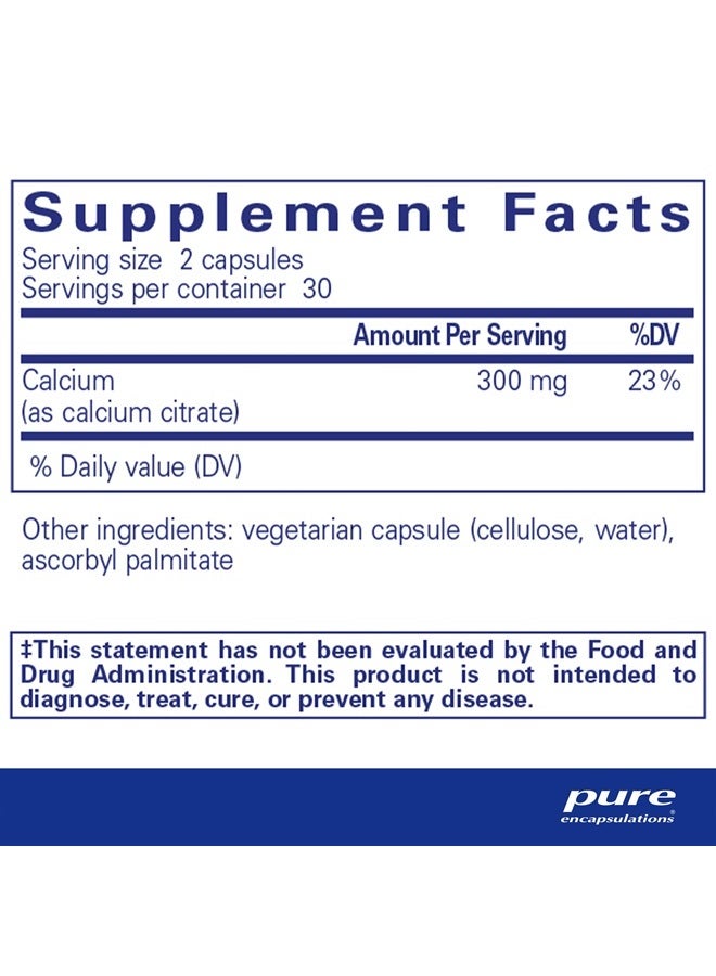 Pure Encapsulations كالسيم (سترات) - مكمل لدعم صحة العظام والأسنان والقولون وصحة القلب والأوعية الدموية* - مع كالسيم سترات الممتاز - 60 كبسولة - Image 2