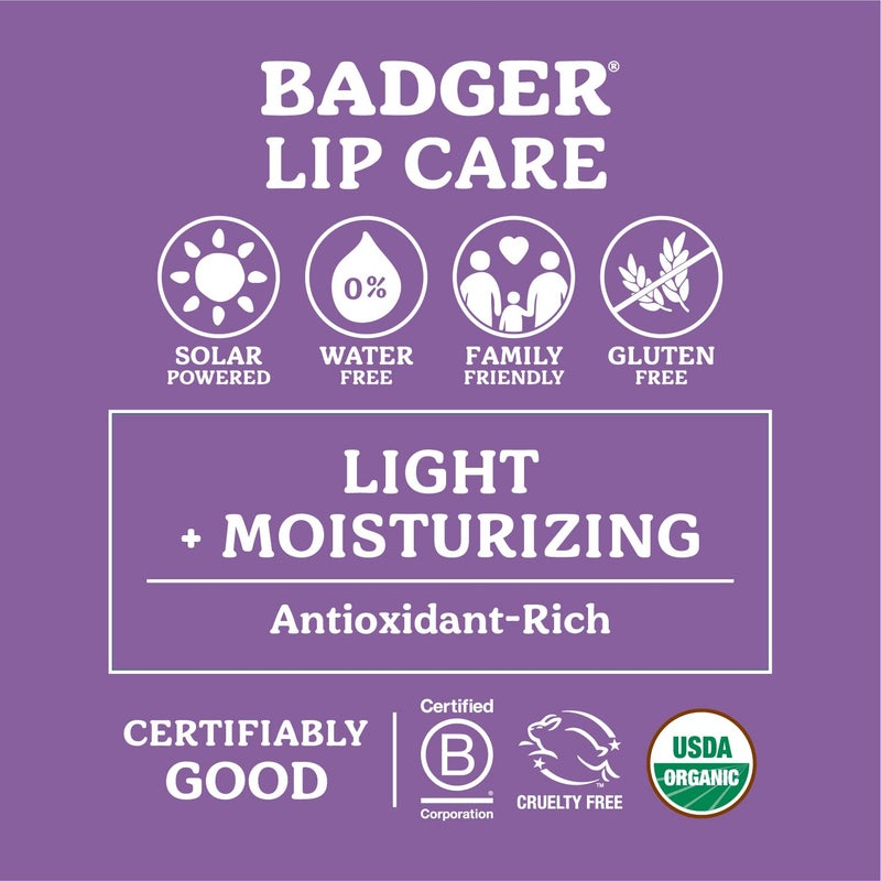 Badger Lavender Orange Classic Lip Balm, 100% Organic Balm, Long Lasting Lip Care w/Light Silky Texture, Uplifting Orange & Calming Lavender Lip Balm, 4 Pack - Image 5