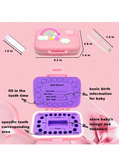 Excefore Baby Teeth Keepsake Box, Tooth Organizer for Lost Teeth, for Baby and Kids, Rainbow Pink  - Image 3