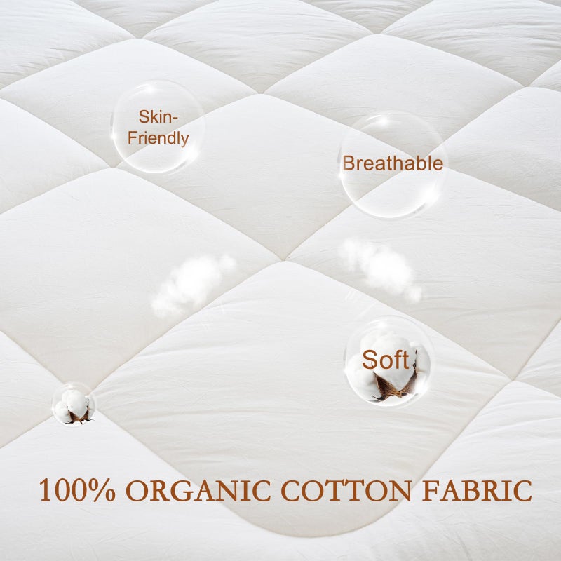 YOUR MOON Natural Wool Mattress Pad Queen â€“ 450GSM Organic Australian Wool Mattress Topper, Quilted Fitted Mattress Bed Cover with 16" Deep Pocket, Hypoallergenic Cotton Cover (White) - Image 4