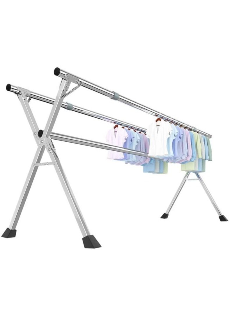 DubaiGallery Clothes Drying Racks, Upgraded Stainless Steel Laundry Drying Rack with Wheels, Heavy Duty Collapsible Rolling Clothes Organizer Rack for Indoor Outdoor, - Image 1