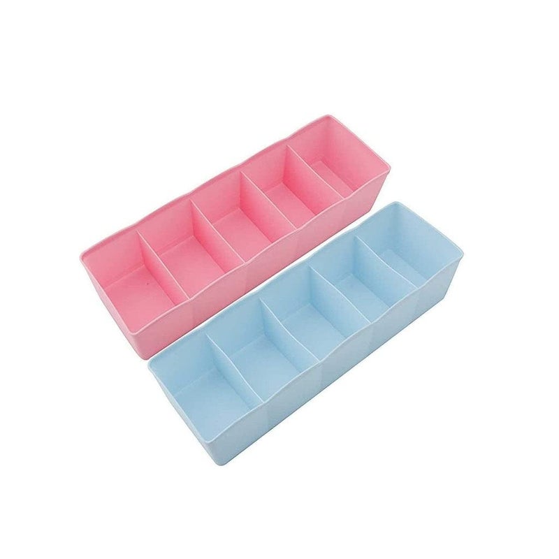 Moxtiza Moxtiza 5Compartments SocksHandkerchiefUnderwear Storage Box Socks Drawer Closet Organizer Storage Boxes Pack of 2 - Image 1
