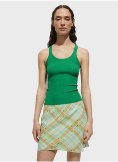 MANGO Scoop Neck Ribbed Top  - Image 1