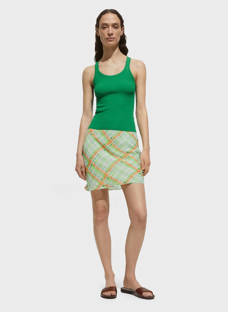 مانجو Scoop Neck Ribbed Top