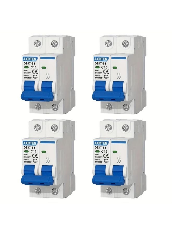 4PC 16A AC Air Switch 2 Pole Circuit Breaker For Home Industrial Electrical Panel - Image 1