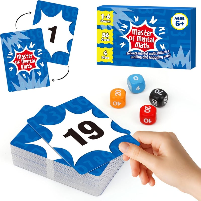 Aizweb Math Games for Kids,Addition, Subtraction, Multiplication, Division Flash Card Educational Learning Games Counting Homeschool Classroom Travel Indoor Outdoor Dice Family Games - Image 1
