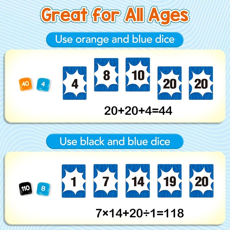 Aizweb Math Games for Kids,Addition, Subtraction, Multiplication, Division Flash Card Educational Learning Games Counting Homeschool Classroom Travel Indoor Outdoor Dice Family Games - Image 5