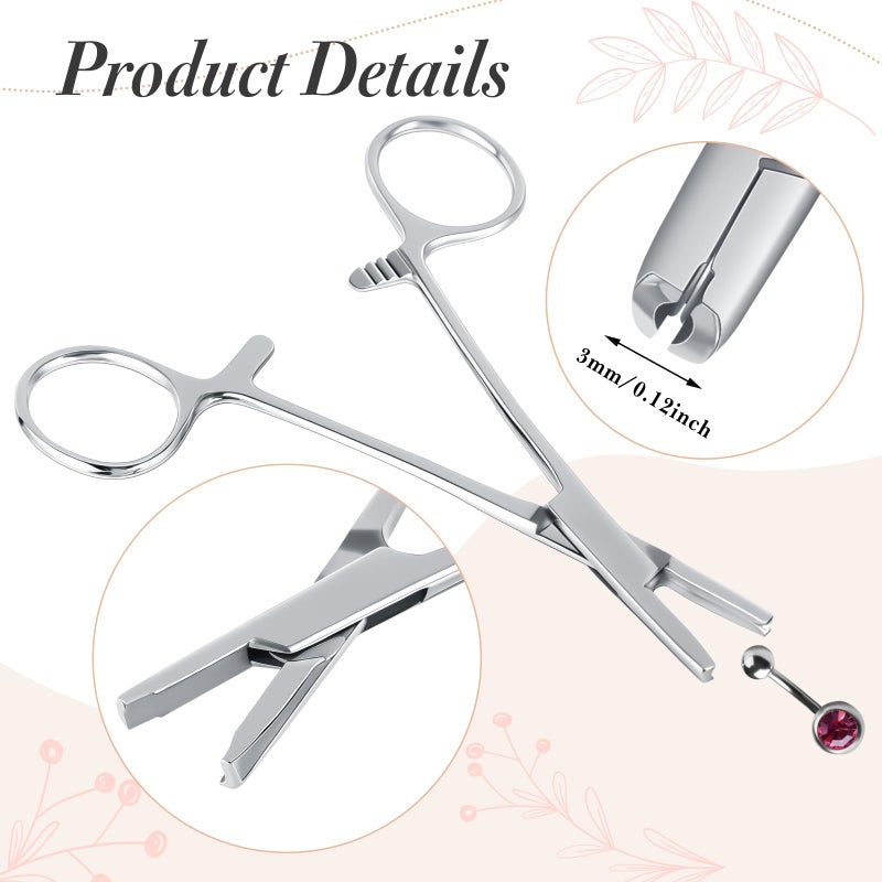 Mysora 2 Pcs Piercing Ball Grabber Tool 3mm Piercing Barbell Clamps Tool for Changing Jewelry Stainless Steel Nose Ear Lip Tongue Ball Screw on Removal Tweezers Kit - Image 4