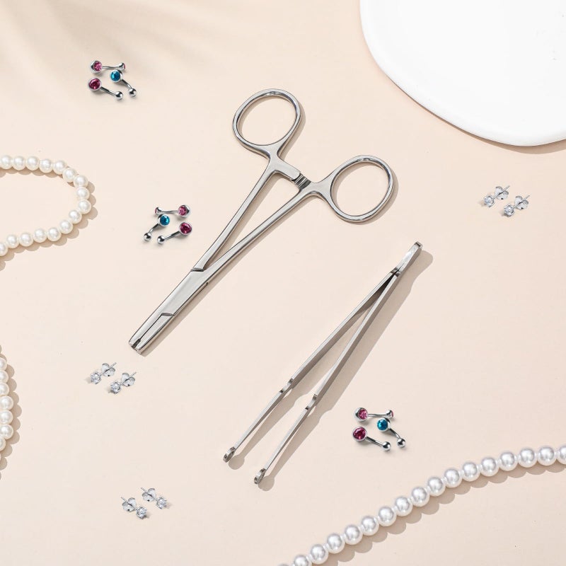 Mysora 2 Pcs Piercing Ball Grabber Tool 3mm Piercing Barbell Clamps Tool for Changing Jewelry Stainless Steel Nose Ear Lip Tongue Ball Screw on Removal Tweezers Kit - Image 5