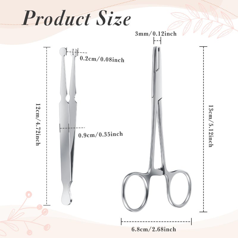 Mysora 2 Pcs Piercing Ball Grabber Tool 3mm Piercing Barbell Clamps Tool for Changing Jewelry Stainless Steel Nose Ear Lip Tongue Ball Screw on Removal Tweezers Kit - Image 3