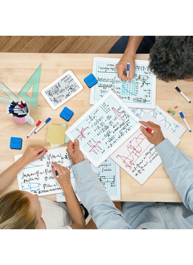 Magicfly Small White Board Grid Whiteboard Dry Erase Boards Xy Axis Graph 9"X12", 16 Pack Mini Math Whiteboard Portable For Students Classroom Teachers School Supplies With 20 Pens And 16 Erasers  - Image 4