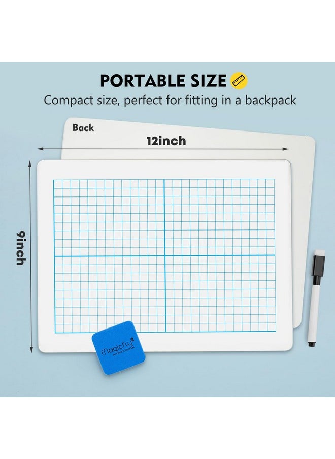 Magicfly Small White Board Grid Whiteboard Dry Erase Boards Xy Axis Graph 9"X12", 16 Pack Mini Math Whiteboard Portable For Students Classroom Teachers School Supplies With 20 Pens And 16 Erasers  - Image 5
