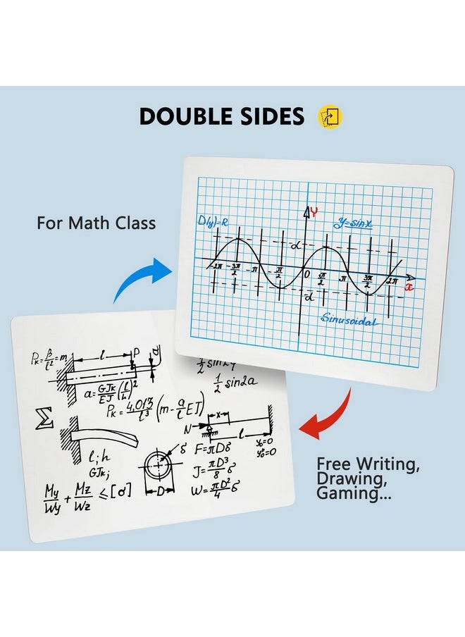 Magicfly Small White Board Grid Whiteboard Dry Erase Boards Xy Axis Graph 9"X12", 16 Pack Mini Math Whiteboard Portable For Students Classroom Teachers School Supplies With 20 Pens And 16 Erasers  - Image 2