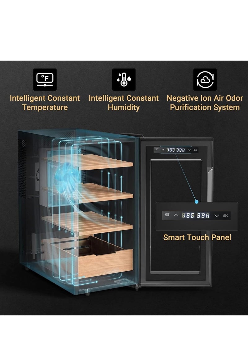 Vparty 23L Electric Temperature Control System, Electronic Humidor Cabinet with Wood Shelves & Hygrometer Gifts For Men - Father Day Gifts (3 Layers 160 Capacity) (23L)  - Image 1