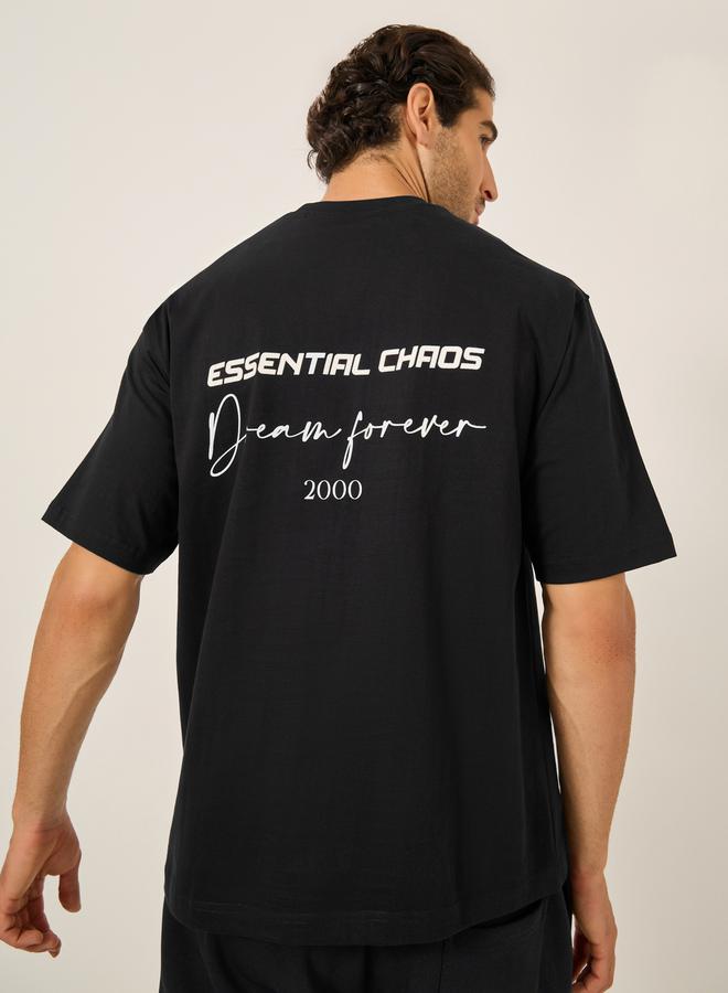 Styli Slogan Printed Jersey Oversized T-Shirt  - Image 1