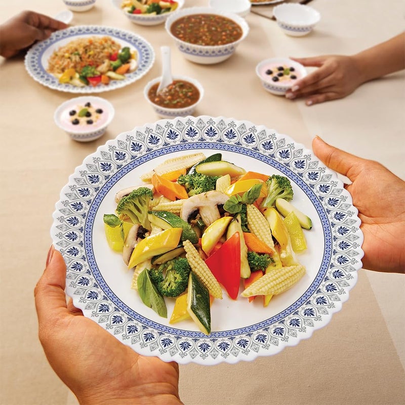 LARAH BY BOROSIL Larah by Borosil Ocean Fluted Series Opalware Dinner Set | 23 Pieces for Family of 6 | Microwave & Dishwasher Safe | Bone-Ash Free | Crockery Set for Dining & Gifting | Plates & Bowls | White - Image 5