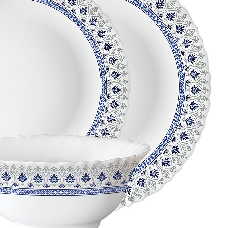 LARAH BY BOROSIL Larah by Borosil Ocean Fluted Series Opalware Dinner Set | 23 Pieces for Family of 6 | Microwave & Dishwasher Safe | Bone-Ash Free | Crockery Set for Dining & Gifting | Plates & Bowls | White - Image 3