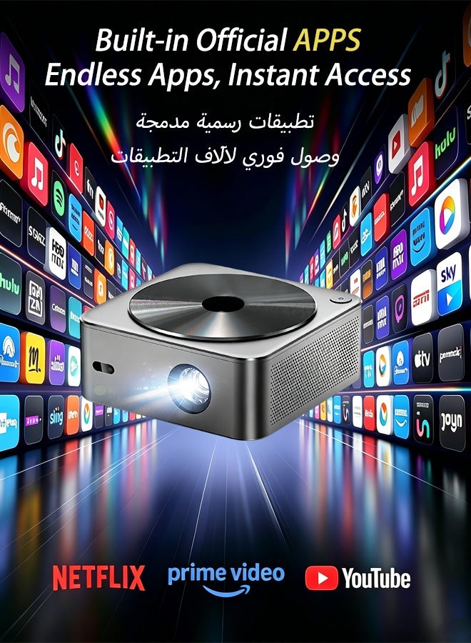 OicGlye Projector  [1200 ANSI/Netflix Officially Licensed/Dolby Audio] with WiFi6 and Bluetoot0h,HiFi Audio & AI Auto Focus,Outdoor Movie Projector,MAX 300''Display - Image 2