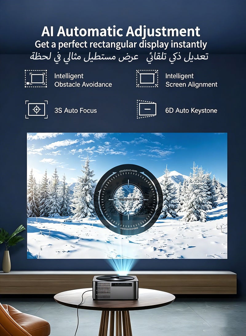 OicGlye Projector  [1200 ANSI/Netflix Officially Licensed/Dolby Audio] with WiFi6 and Bluetoot0h,HiFi Audio & AI Auto Focus,Outdoor Movie Projector,MAX 300''Display - Image 4