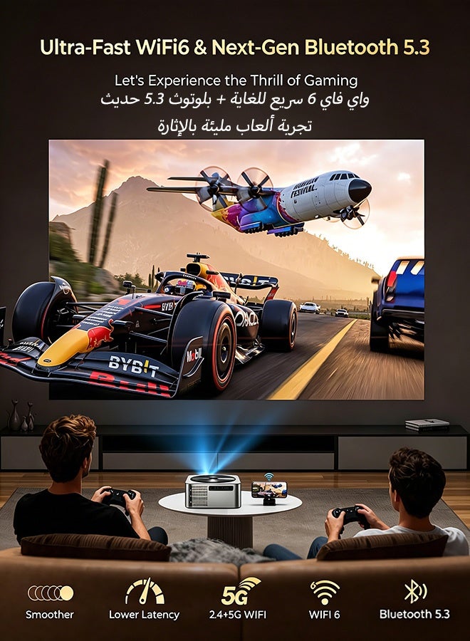OicGlye Projector  [1200 ANSI/Netflix Officially Licensed/Dolby Audio] with WiFi6 and Bluetoot0h,HiFi Audio & AI Auto Focus,Outdoor Movie Projector,MAX 300''Display - Image 5