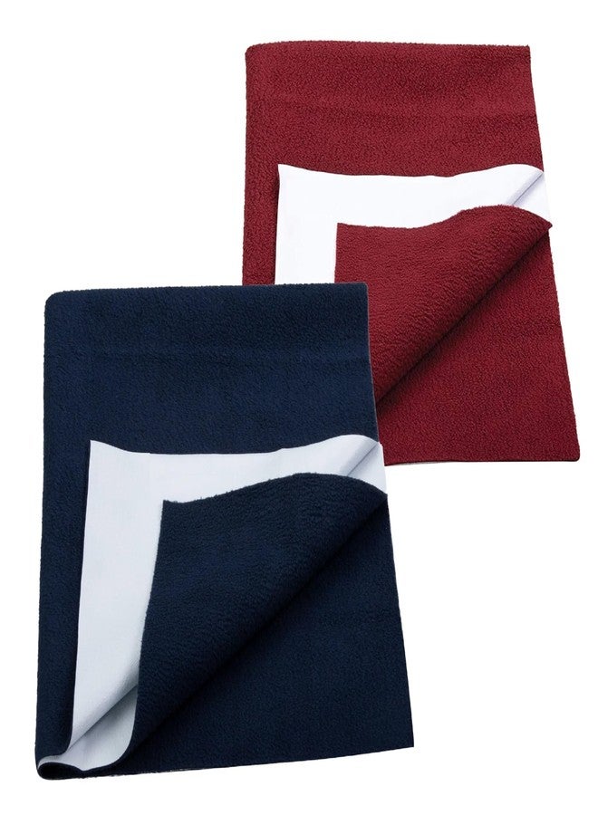 ATOOTFUSION Anti-Pilling Fleece Extra Absorbent Instant Dry Baby Sheet | Waterproof Baby Bed Protector | Soft & Changing Mat (Dark Blue + Maroon, Large, 140 cm x 100 cm (Pack of 2)) - Image 1