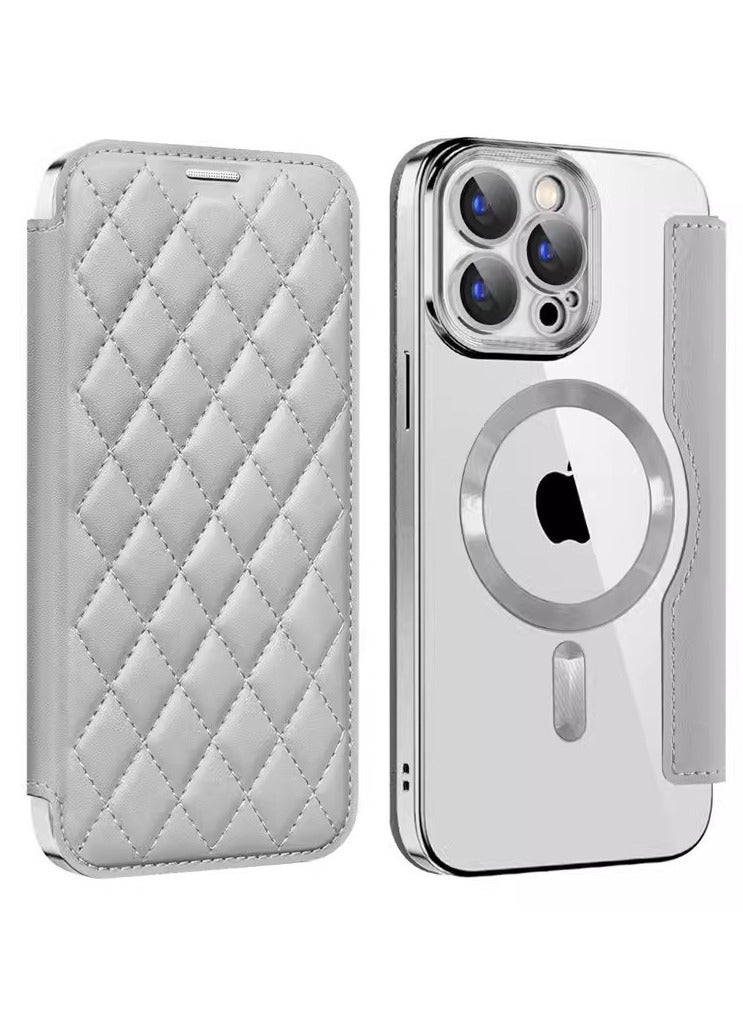 general Magnetic Case for iPhone 16 Pro Max, Compatible with MagSafe, Transparent Anti-Scratch Leather Flip Case with RFID Blocking Protective Case for iPhone 16 Pro Max