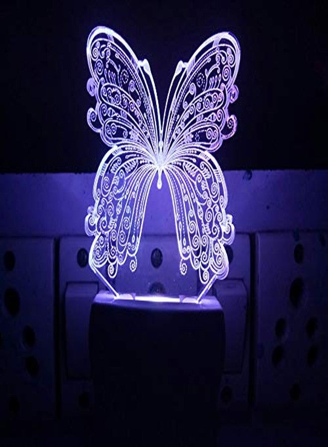 UKANI 3D Latest Butterfly Design Night Lamp for Home/Gift (Size 3 Inch) Multi Color - Image 1