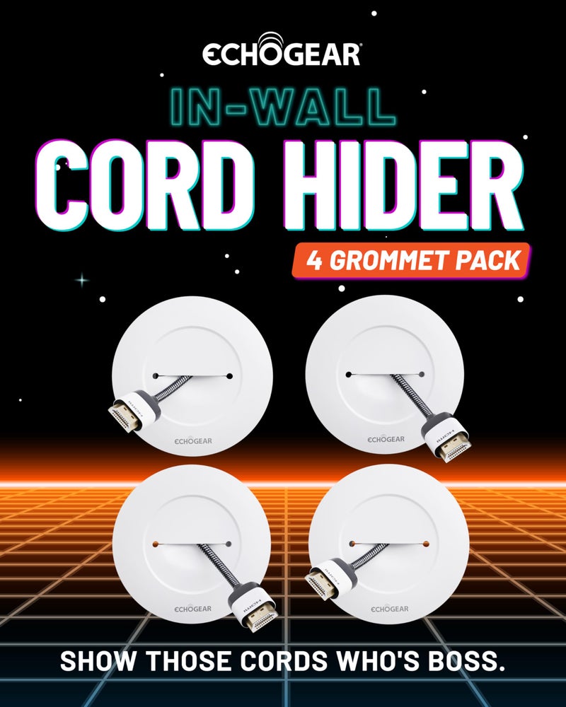 ECHOGEAR TV Cord Hider for Wall Mounted TV 4 Pack - Cable Management Kit Hides TV Wires - Includes 2 Pass Throughs, Locking Brackets, and Hole Saw Drill Attachment (White) - Image 2