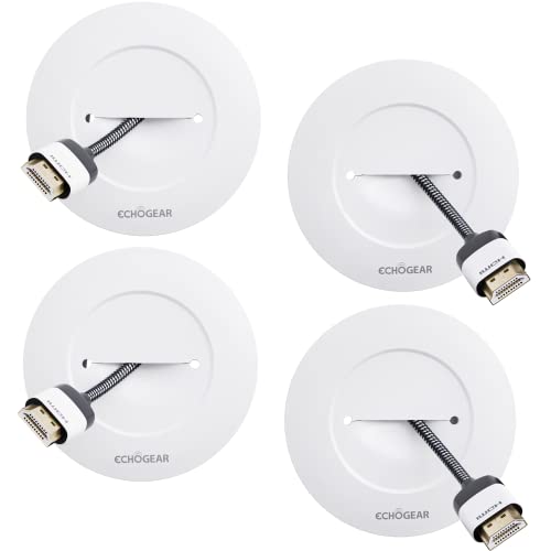 ECHOGEAR TV Cord Hider for Wall Mounted TV 4 Pack - Cable Management Kit Hides TV Wires - Includes 2 Pass Throughs, Locking Brackets, and Hole Saw Drill Attachment (White) - Image 1