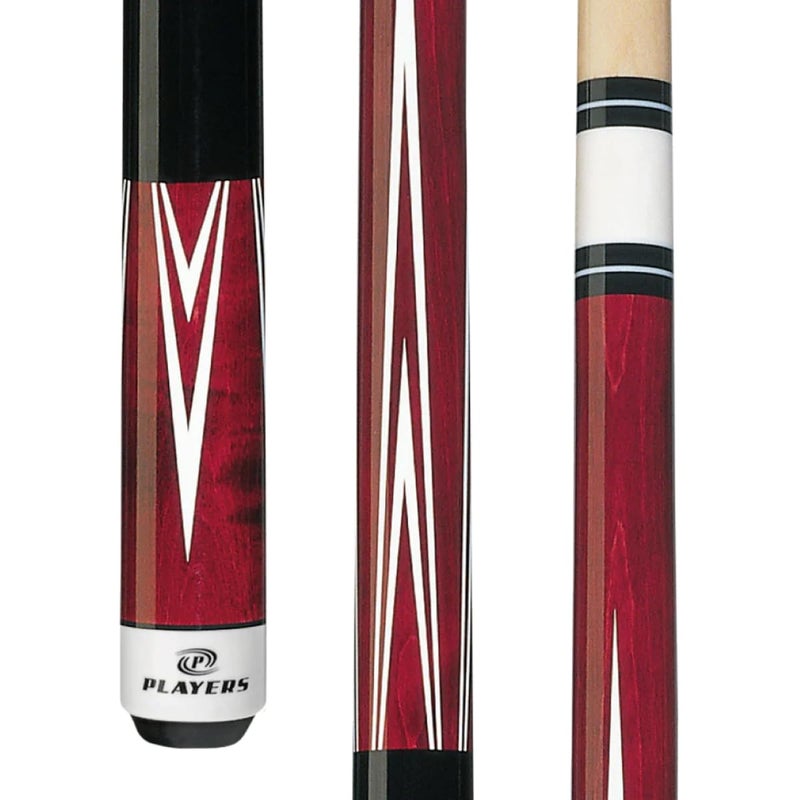 Players C801 Classic Crimson BirdsEye Maple with White Outline Points Cue 18Ounce - Image 2