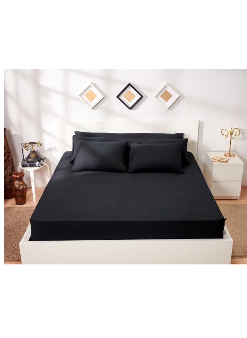 Lantique Cotton Solid Bed sheet 180 cm - black 