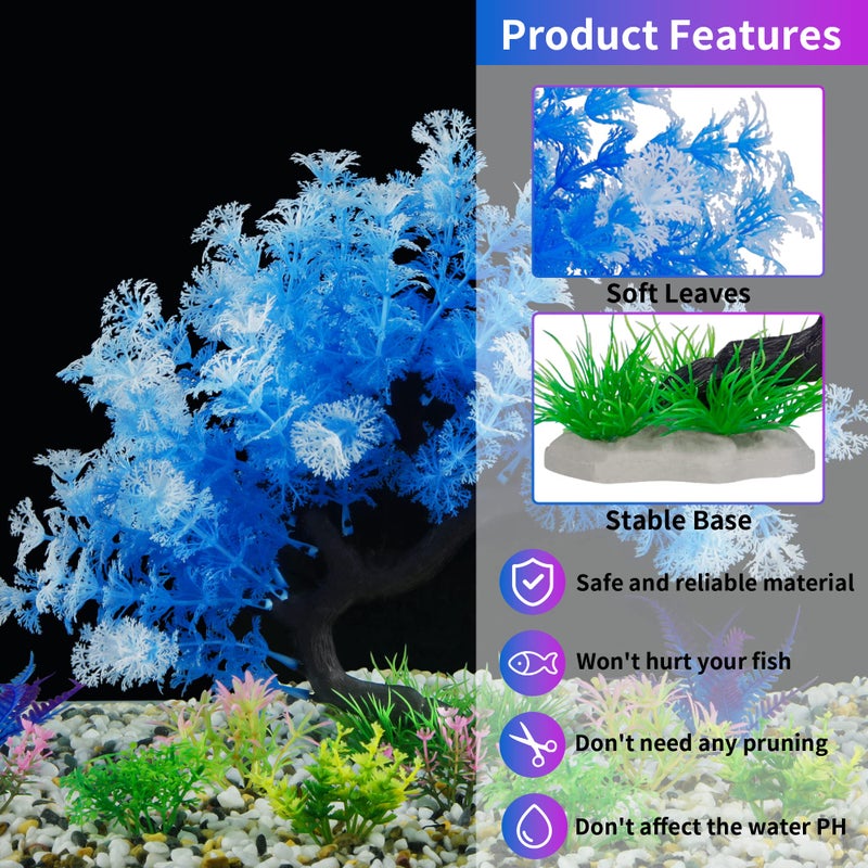 MyLifeUNIT Fish Tank Decorations, 15 Pack Artificial Aquarium Plants Tree Set for Fish Tank Decor (Bule Set) - Image 3