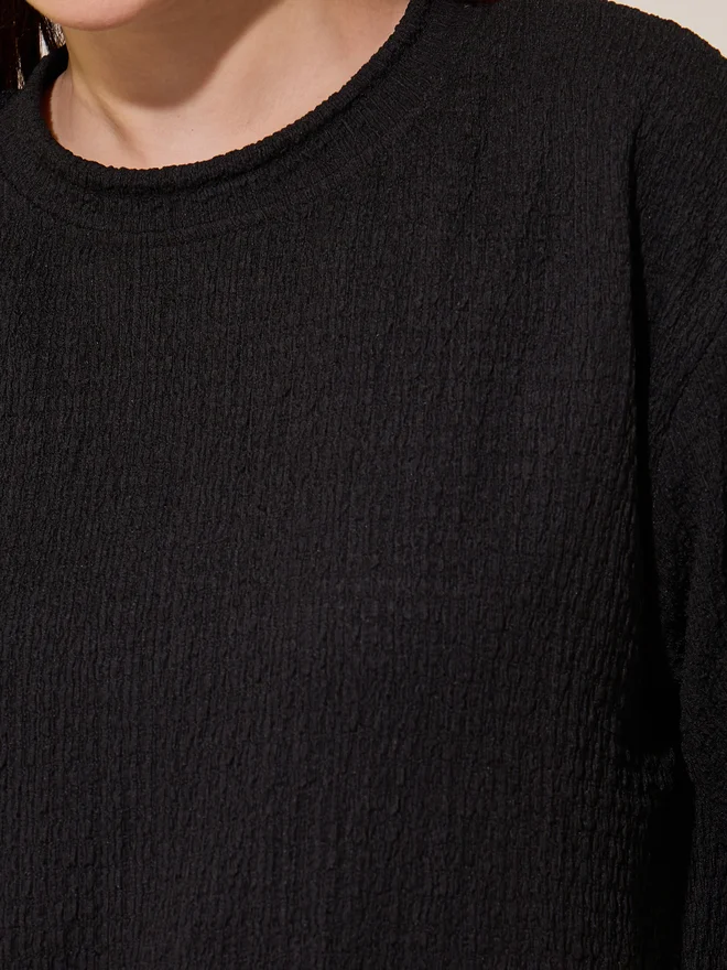 Take Two Take Two Textured Round Neck Oversized T-Shirt