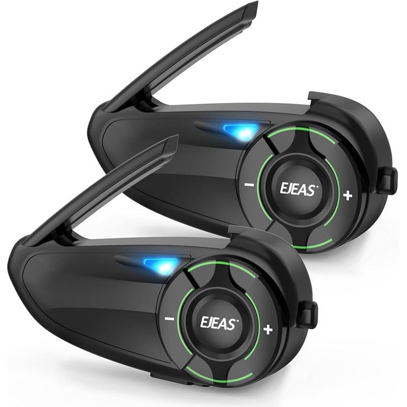 EJEAS Q8 Motorcycle Helmet Bluetooth Intercom, New Mesh 3.0 Group Intercom System with Music Sharing and Channel Switching for 6 Riders Talking at The Same Time (2 Pack) - Image 1