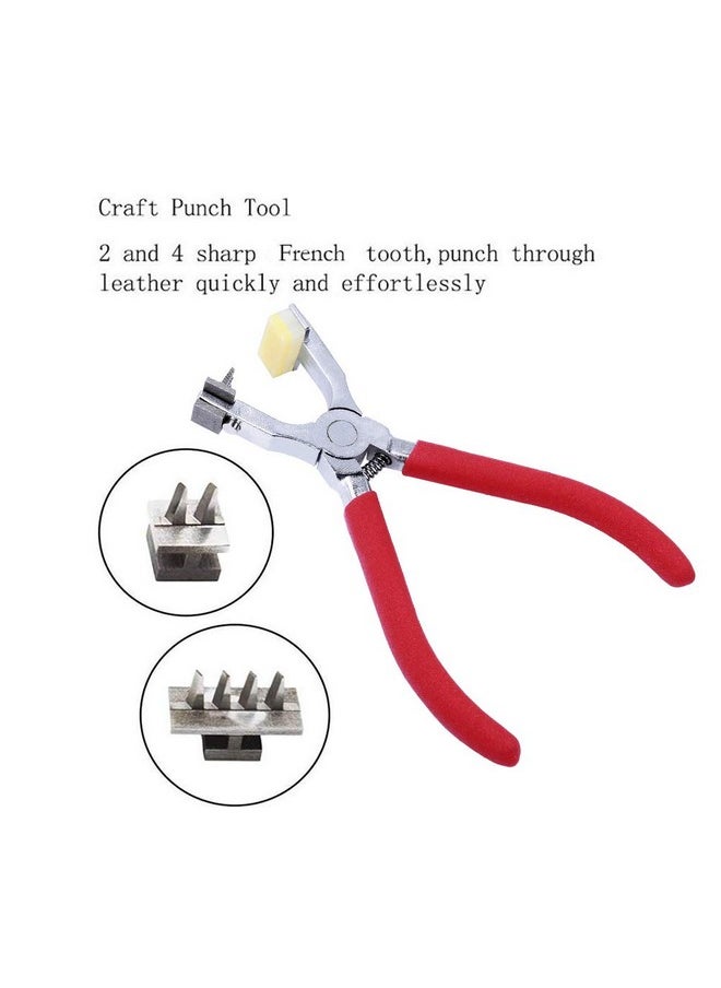 Butuze - Stitching Hole Punch Butuze 4Mm Silent Leather Hand Pliers（French 4 Teeth And 2 Teeth） With Leather Needle Wooden Needle Case Waxed Thread For Belts Straps Saddles Shoes Fabric Leather Diy - Image 1