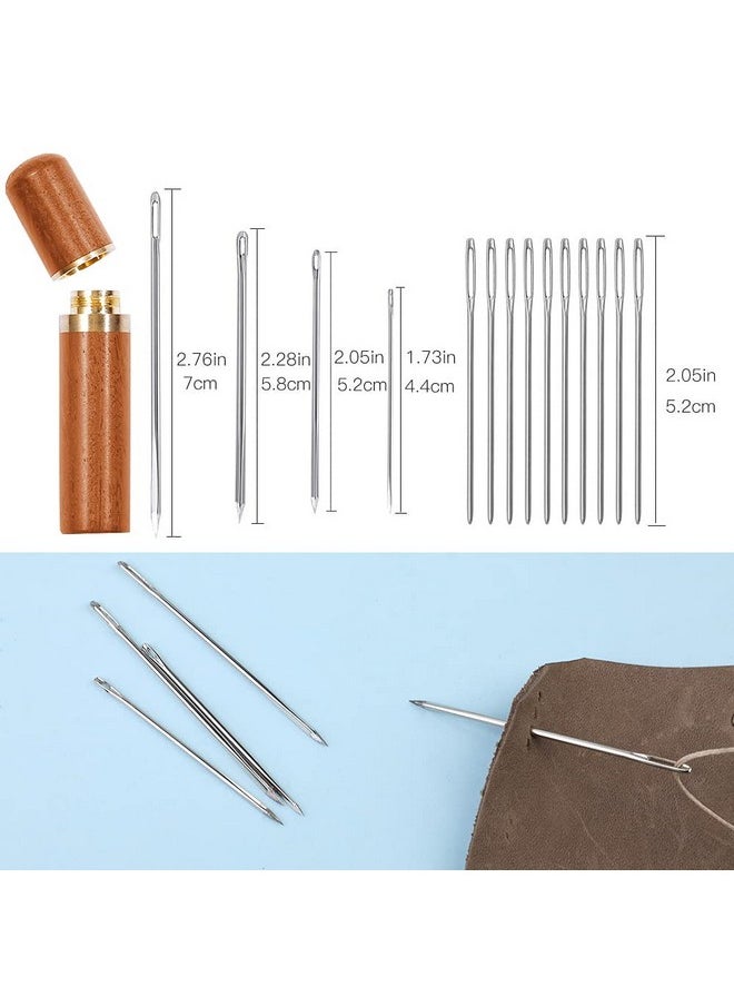Butuze - Stitching Hole Punch Butuze 4Mm Silent Leather Hand Pliers（French 4 Teeth And 2 Teeth） With Leather Needle Wooden Needle Case Waxed Thread For Belts Straps Saddles Shoes Fabric Leather Diy - Image 1